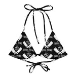 All-over print recycled string bikini Black Cleaver top