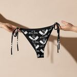 All-over print recycled string bikini Black Cleaver bottom