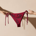 All-over print recycled string bikini Black Cherry bottom